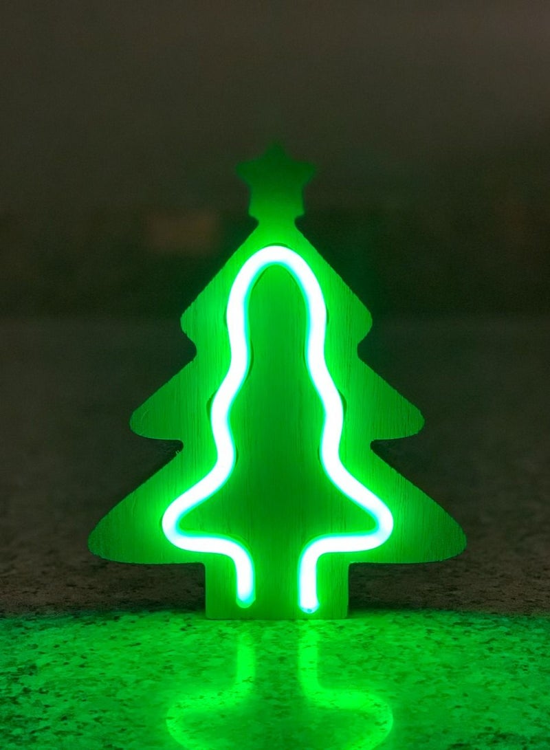 Salla Wooden Neon Festive Tree Light 21x17cm - Image 2