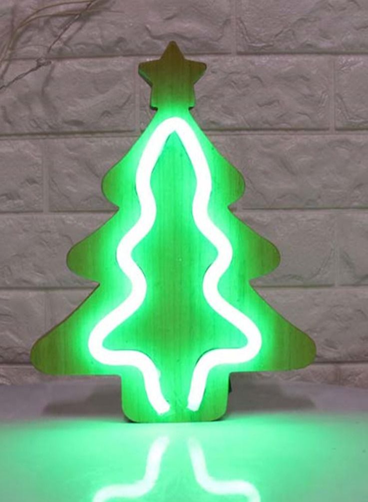 Salla Wooden Neon Festive Tree Light 21x17cm - Image 4