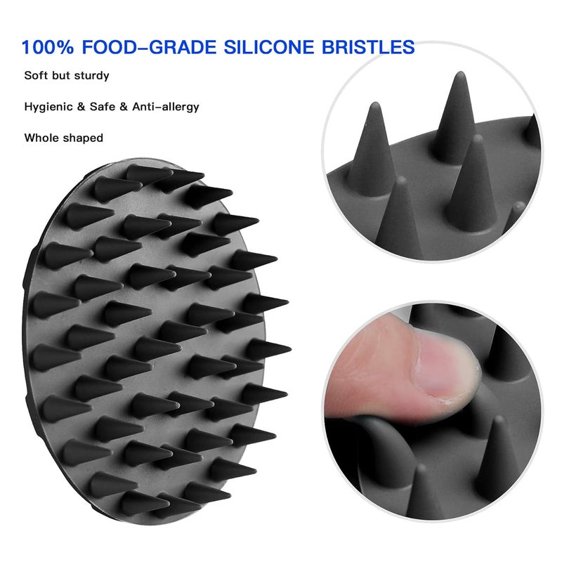 Innerneed Scalp Massager Shampoo Brush, Wet & Dry Manual Scalp Care Head Scrubber Hair Washing, Soft Silicone Bristles, for Hair Growth, Dandruff Removal (Black+Pink) - Image 2