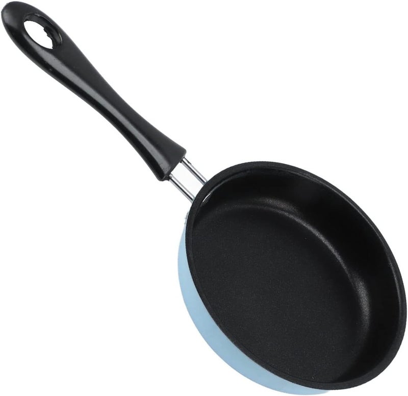 Frying Pan Stainless Steel, Nonstick Egg Pan, 12cm Small Fry Pan with Handle, Heat Insulation for Breakfast Cooking, Induction Compatible Oil Cooking (Blue) - Image 4