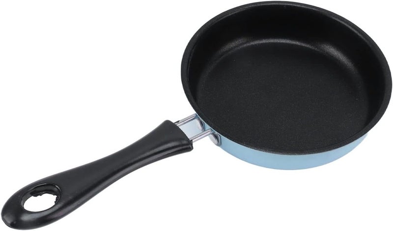Frying Pan Stainless Steel, Nonstick Egg Pan, 12cm Small Fry Pan with Handle, Heat Insulation for Breakfast Cooking, Induction Compatible Oil Cooking (Blue) - Image 1