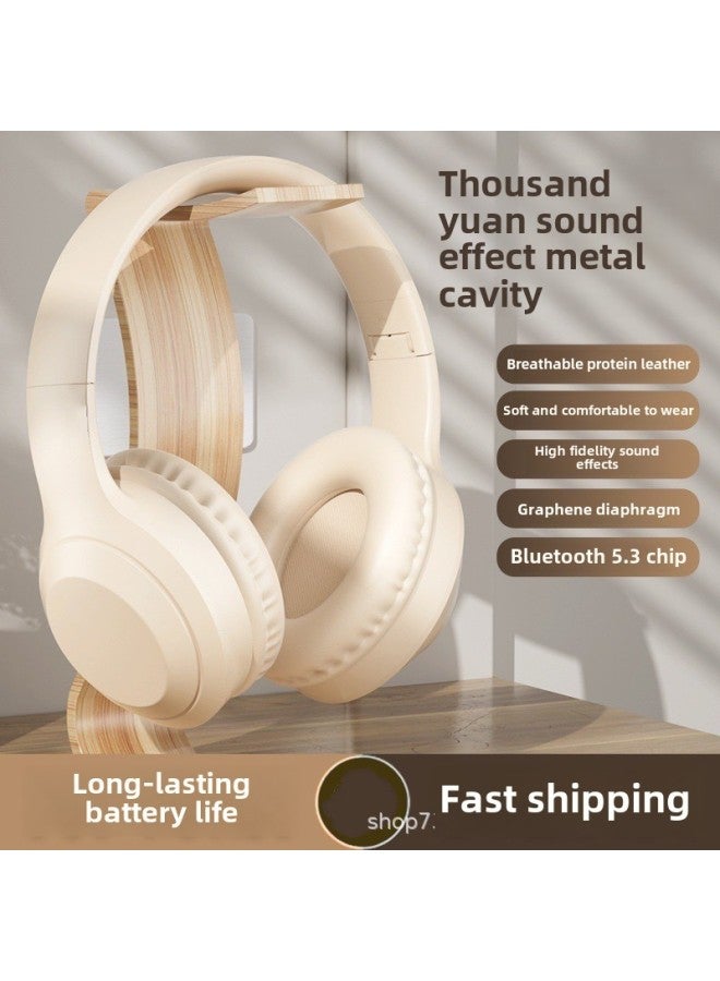 Head-mounted Bluetooth Computer Sports Wireless Notebook Game For High Cost-effective Fashion Novel-Color:Off-white  - Image 2