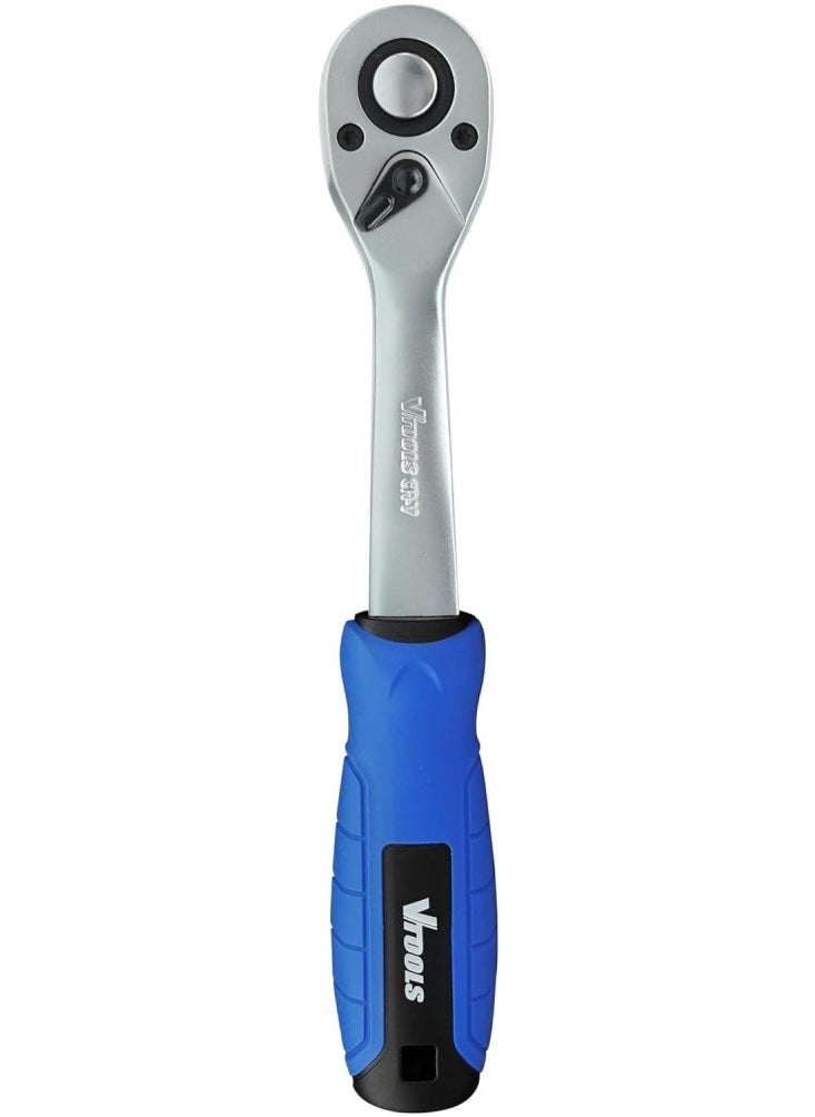 VTOOLS 1/2-Inch Drive Ratchet 72 Teeth, Quick Release Ratchet Chrome Vanadium Steel Slim Design Comfortable Grip Ideal for Automotive Mechanical and DIY Tasks  - Image 1