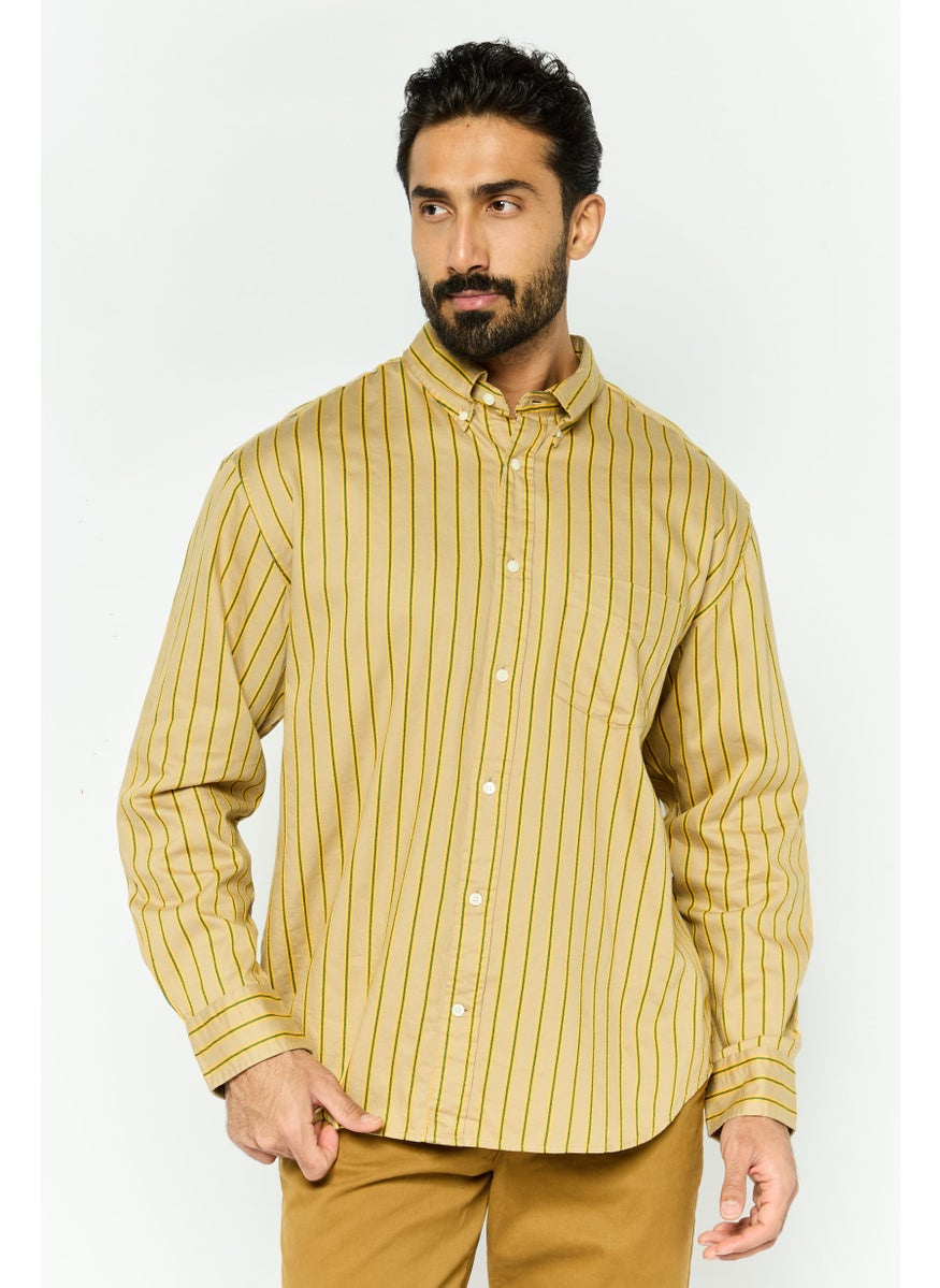 Men Relaxed Fit Stripe Long Sleeves Casual Shirt, Khaki - pzsku/ZADE31A1A6974797E159FZ/45/_/1737642009/99683c97-edc4-4a11-a20b-a0e713918b54