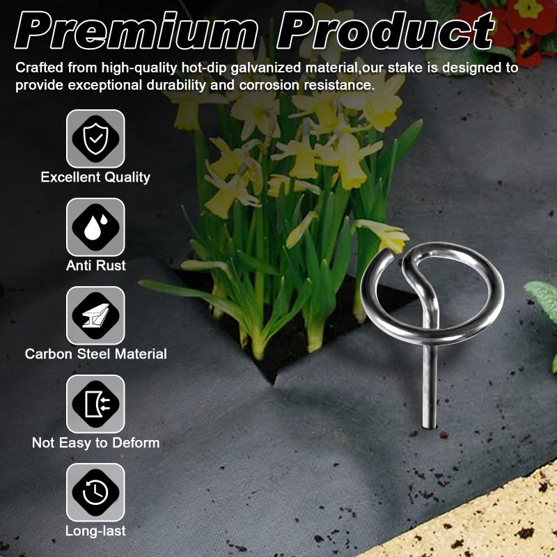 FEED GARDEN 120 Pack Landscape Staples 8 Gauge 6 Inch Galvanized Garden Stakes SOD Pins Yard Lawn Spikes for Plant Cover, Tent, Weed Barrier Fabric, Turf, Inflatable and Outdoor Decoration - Image 2