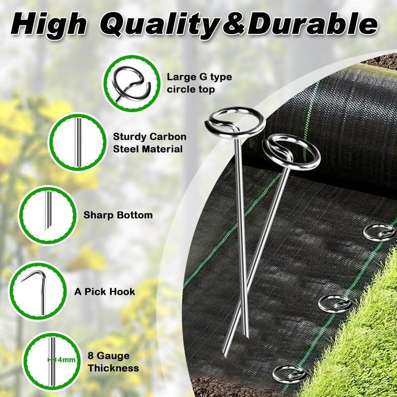 FEED GARDEN 120 Pack Landscape Staples 8 Gauge 6 Inch Galvanized Garden Stakes SOD Pins Yard Lawn Spikes for Plant Cover, Tent, Weed Barrier Fabric, Turf, Inflatable and Outdoor Decoration - Image 3