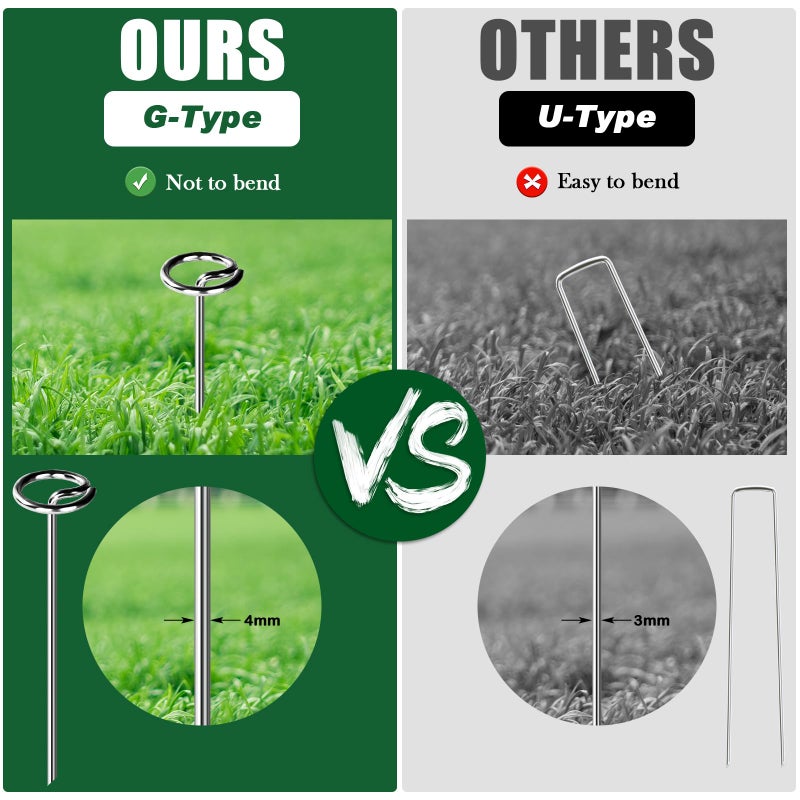 FEED GARDEN 120 Pack Landscape Staples 8 Gauge 6 Inch Galvanized Garden Stakes SOD Pins Yard Lawn Spikes for Plant Cover, Tent, Weed Barrier Fabric, Turf, Inflatable and Outdoor Decoration - Image 5