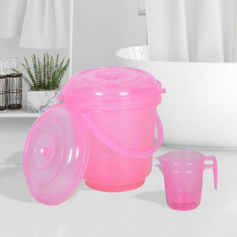 Urbane Home Urbane Home Set of 4 Bathroom Combo Set Modern Bathroom Accessories Set Bathroom Combo Set 2 Piece Bucket13 L 2 Piece Mug1100 ml Bathing Set Transparent Pink  - Image 1