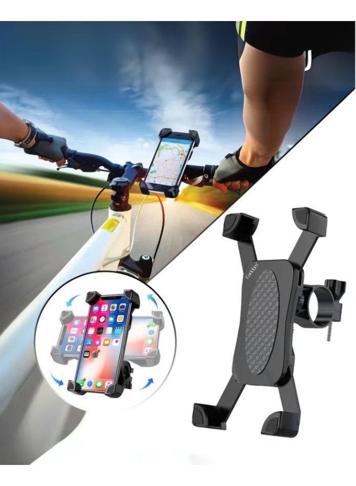 Earldom Universal 360° Rotating Shock-Absorbing Motorcycle & Bicycle Phone Holder Adjustable Handlebar Mount, Secure Anti-Shake Mobile Stand for Cycling, Commuting, Navigation & Outdoor Riding Black - Image 1