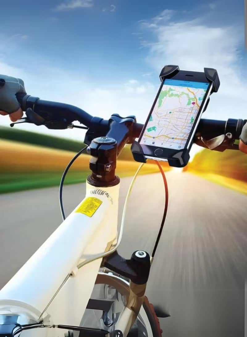 Earldom Universal 360° Rotating Shock-Absorbing Motorcycle & Bicycle Phone Holder Adjustable Handlebar Mount, Secure Anti-Shake Mobile Stand for Cycling, Commuting, Navigation & Outdoor Riding Black - Image 2