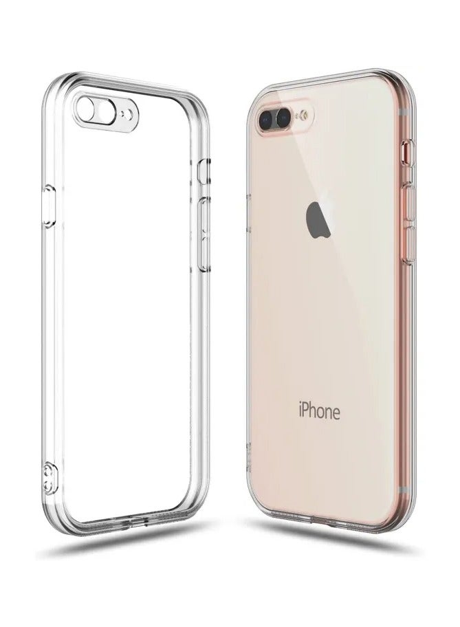 فواتير جراب شفاف مقاوم للصدمات لهاتف iPhone 8 Plus، غير مصفر، حماية من السقوط العسكري حتى 10 أقدام، غطاء خلفي شفاف صلب مع وسائد هوائية بأربع زوايا للحماية من السقوط - Image 1