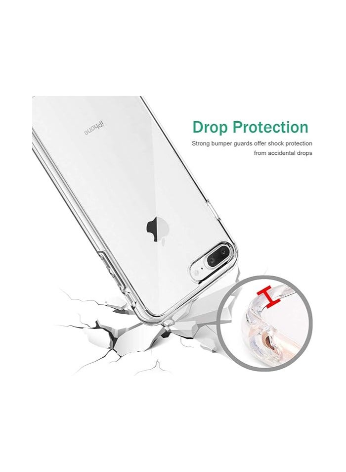 فواتير جراب شفاف مقاوم للصدمات لهاتف iPhone 8 Plus، غير مصفر، حماية من السقوط العسكري حتى 10 أقدام، غطاء خلفي شفاف صلب مع وسائد هوائية بأربع زوايا للحماية من السقوط - Image 3