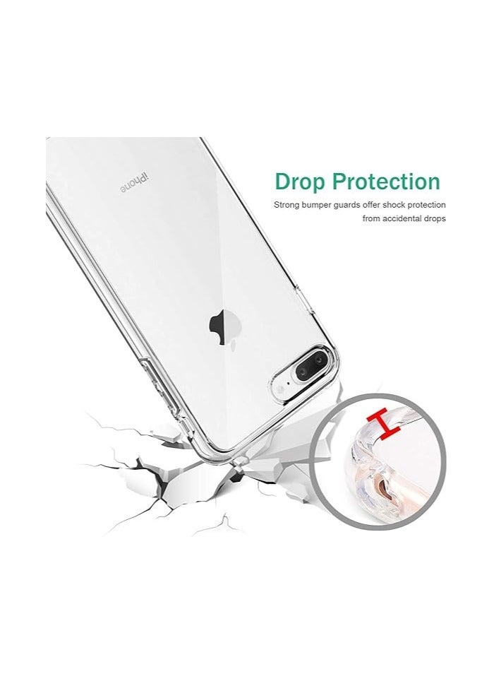 فواتير جراب شفاف مقاوم للصدمات لهاتف iPhone 8 Plus، غير مصفر، حماية من السقوط العسكري حتى 10 أقدام، غطاء خلفي شفاف صلب مع وسائد هوائية بأربع زوايا للحماية من السقوط - Image 4