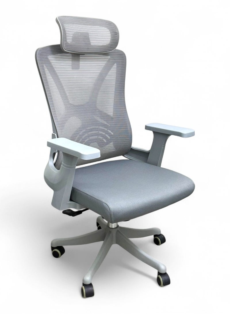 Wooden Twist Sitera Prime 360° Swivel Office Chair with Lumbar Support, Reclining High Back (Grey)  - Image 3