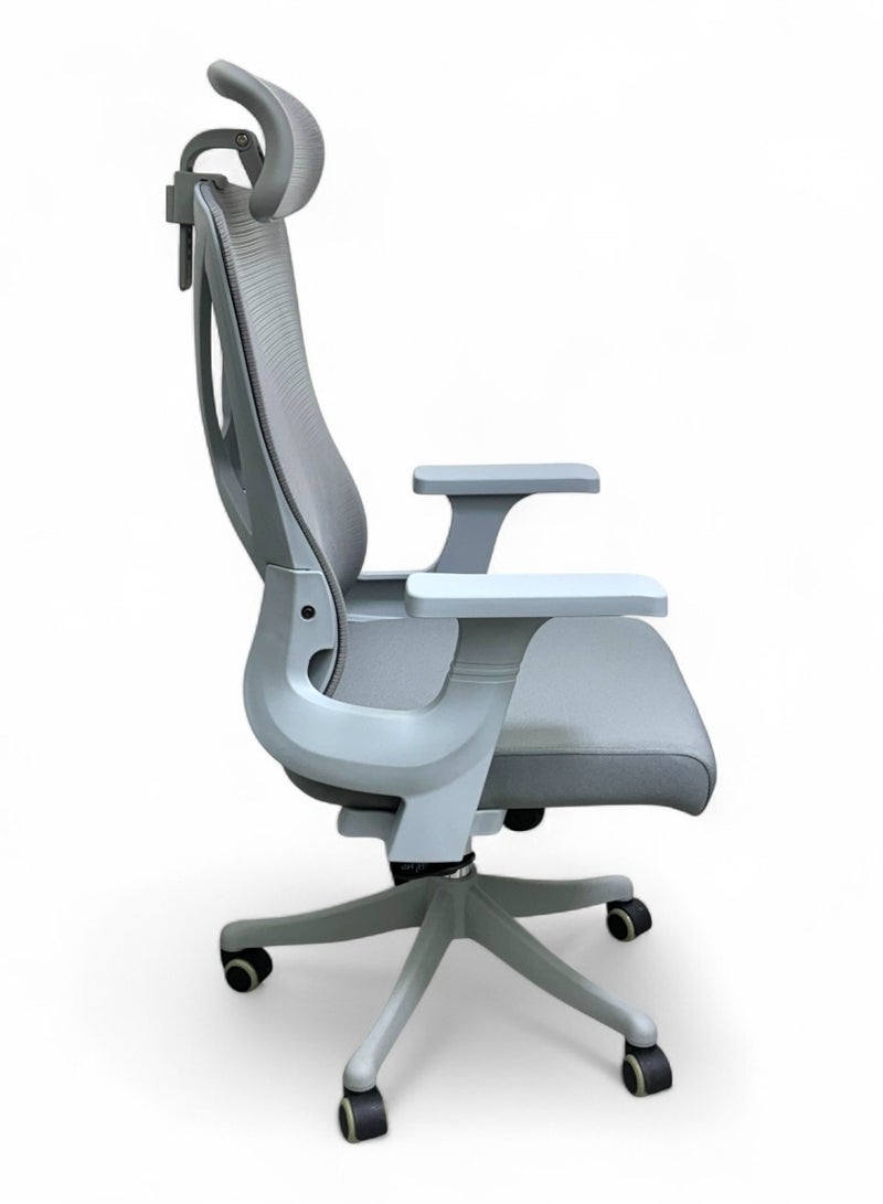 Wooden Twist Sitera Prime 360° Swivel Office Chair with Lumbar Support, Reclining High Back (Grey)  - Image 5