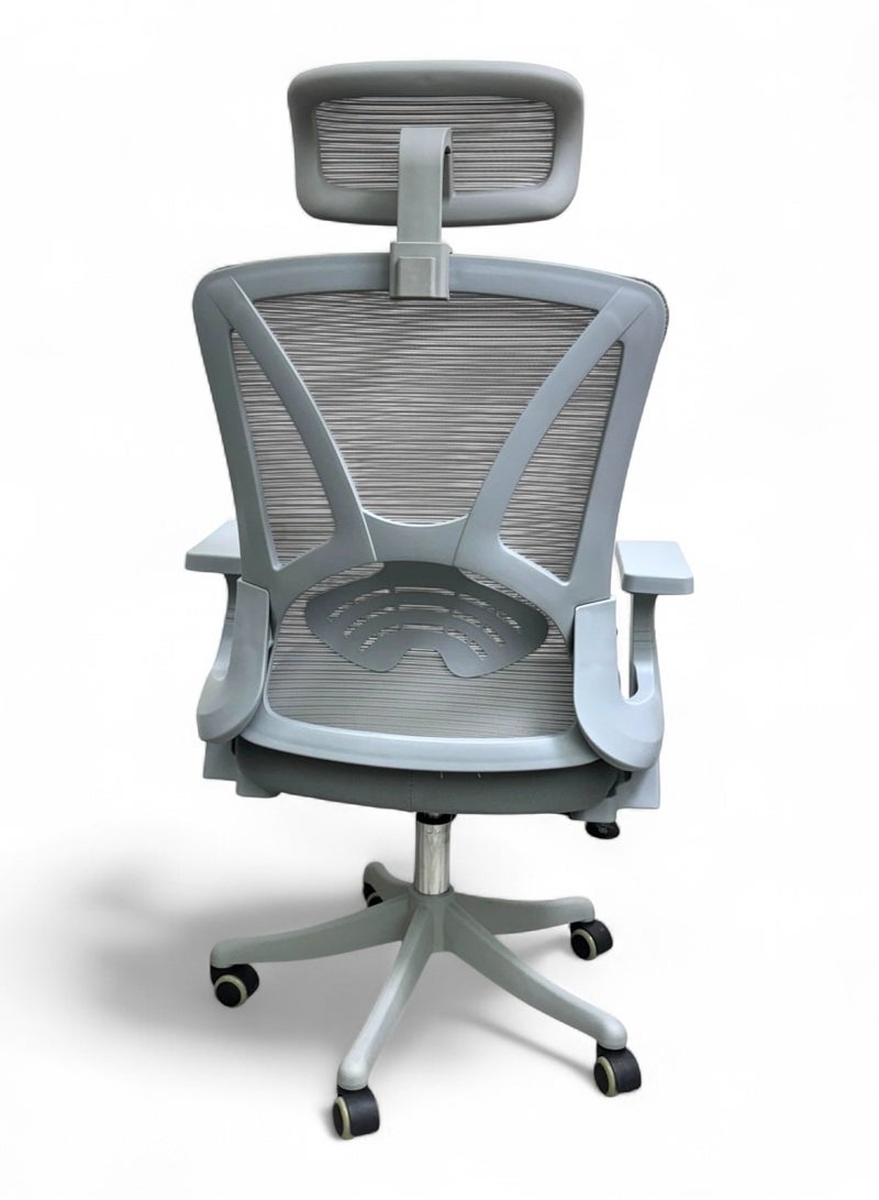 Wooden Twist Sitera Prime 360° Swivel Office Chair with Lumbar Support, Reclining High Back (Grey)  - Image 4