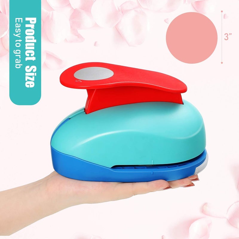 comfrt 3 Inch Punch Valentine's Day Punch Scrapbook Paper Cutter Punch Handmade Foam Hole Scrapbooking Punches for Valentine's Day Card Making, Handcraft, DIY Photos (Circle) - Image 3