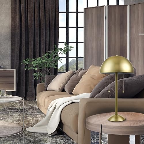 Globe Electric 12976 Haydel 21" 2-Light Table Lamp, Matte Brass, Double On/Off Pull Chain - Image 2