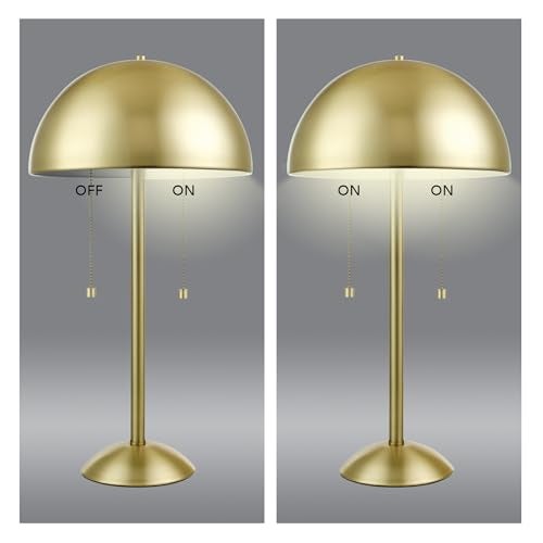 Globe Electric 12976 Haydel 21" 2-Light Table Lamp, Matte Brass, Double On/Off Pull Chain - Image 5