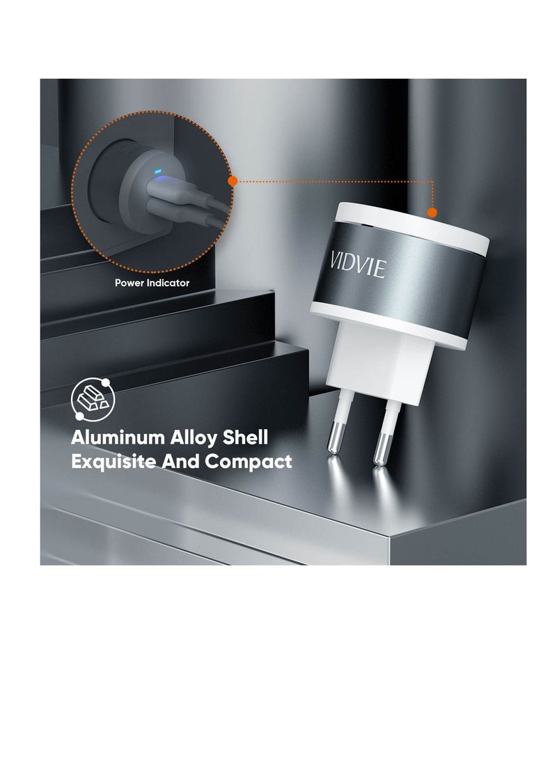 Vidvie Dual-port wall charger with fast charging technology, 12W fast and safe charging, compatible with iPhone 14/13/12 Pro Max, Samsung Galaxy S23/S22 and Android phones, compact and modern design for superior performance and reliable charging experience. - Image 3