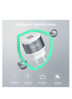 Vidvie Dual-port wall charger with fast charging technology, 12W fast and safe charging, compatible with iPhone 14/13/12 Pro Max, Samsung Galaxy S23/S22 and Android phones, compact and modern design for superior performance and reliable charging experience.  - Image 4