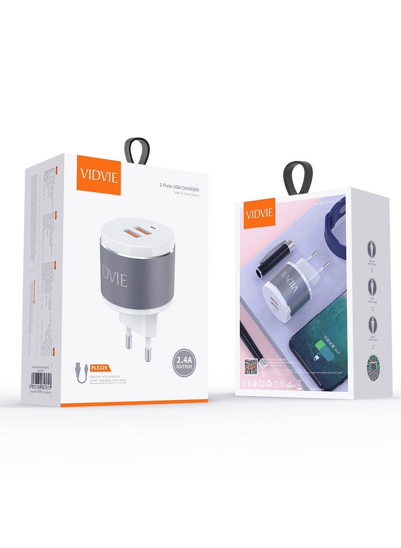 Vidvie Dual-port wall charger with fast charging technology, 12W fast and safe charging, compatible with iPhone 14/13/12 Pro Max, Samsung Galaxy S23/S22 and Android phones, compact and modern design for superior performance and reliable charging experience. - Image 5