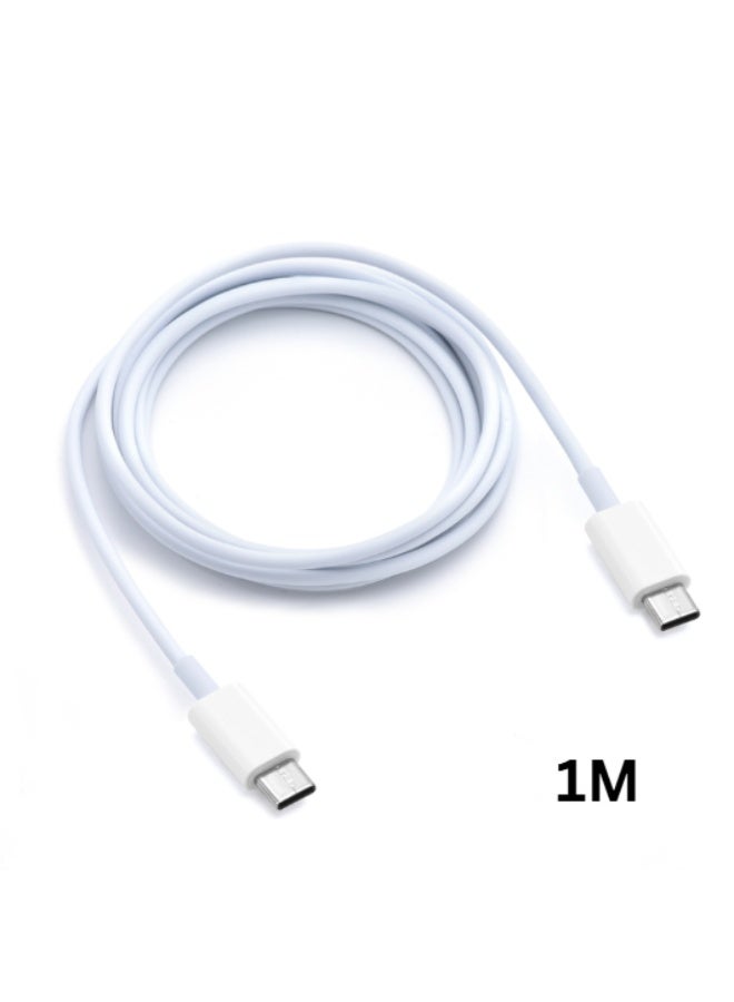 USB-C to USB-C Cable 60W PD Fast Charging, 3A TPE Type-C Cable for Data Sync & Charging – 1M/1.5M/2M – White, Durable & Flexible  - Image 2