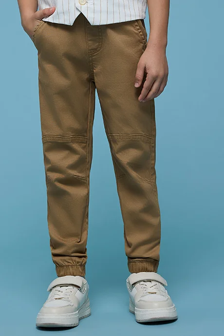 R&B Solid Jogger Pants with Drawstring Waist