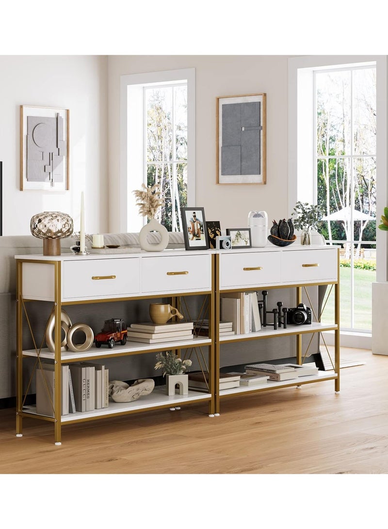 AGD Console Table with 2-Tier Storage Shelves, Sofa Table with 2 Drawers, Side Buffet Table for Entryway, Living Room, Kitchen, Foyer, Office 100*30*81cm - Image 4