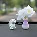 vvag Set of 2 Mini Bunny and Flowers Vase Cute Car AccessoriesKawaii Car Rear View Mirror Dashboard Decorations Car Interior Decoration Ornament Accessories for Women Girls Funny Presents - Image 2