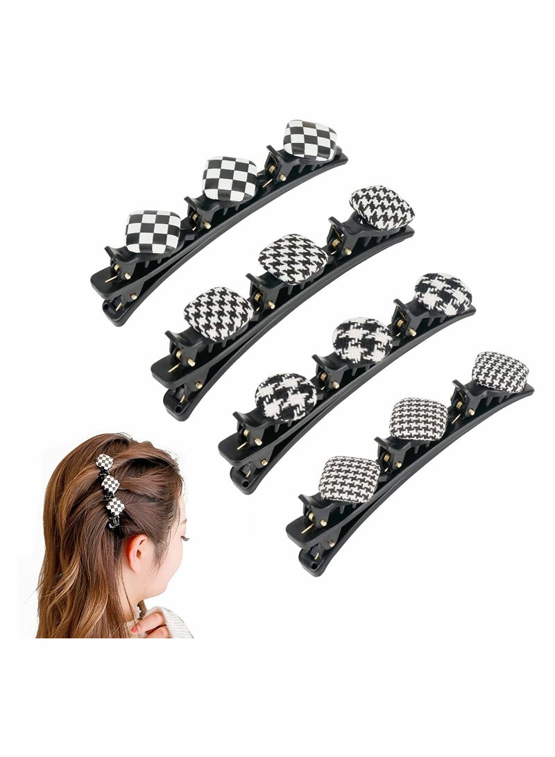 Sparkling Crystal Stone Braided Hair Clips for Women Girls Braided Hair Clip with 3 Small Clips Multi Clip Hair Barrettes Triple Hair Clips with Rhinestones for Sectioning Styling 4 Pcs - Image 1
