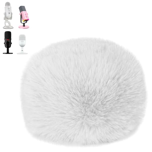 SUNMON Blue Yeti Microphone Pop Filter, Mic Cover Furry Foam for Blue Yeti, Fifine AM8, HyperX SoloCast, Razer Seiren V3 Mini Microphones and Most Mic (White) - Image 1