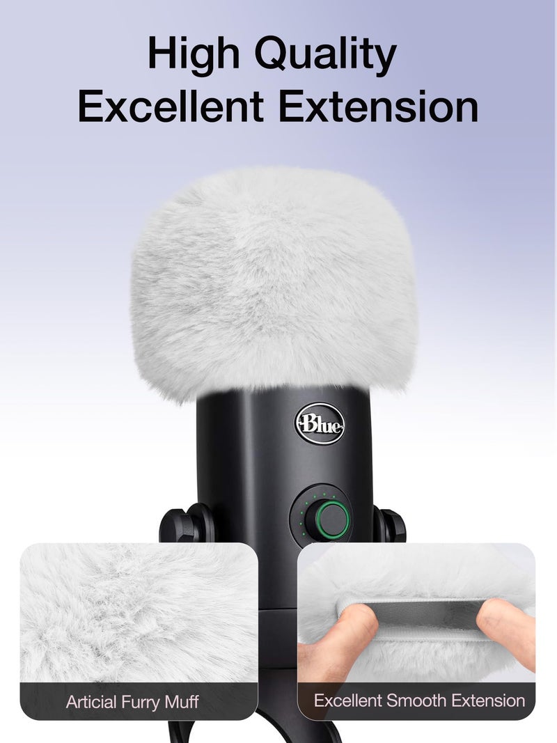 SUNMON Blue Yeti Microphone Pop Filter, Mic Cover Furry Foam for Blue Yeti, Fifine AM8, HyperX SoloCast, Razer Seiren V3 Mini Microphones and Most Mic (White) - Image 3