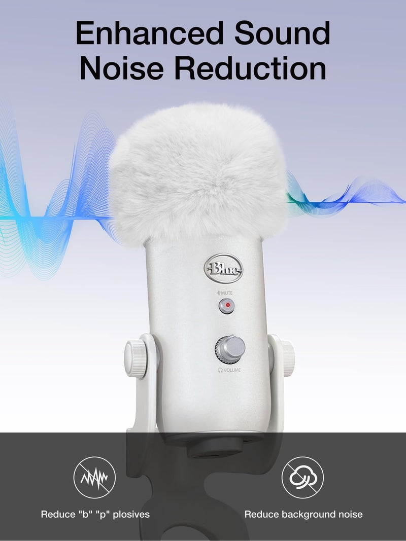 SUNMON Blue Yeti Microphone Pop Filter, Mic Cover Furry Foam for Blue Yeti, Fifine AM8, HyperX SoloCast, Razer Seiren V3 Mini Microphones and Most Mic (White) - Image 2