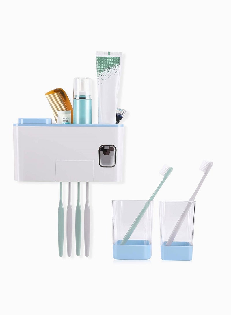 Zikra Wall Mounted Toothbrush Holder for Bathroom Shower Electric Toothbrush Holderkids Automatic Toothpaste Dispenser Blue - Image 1