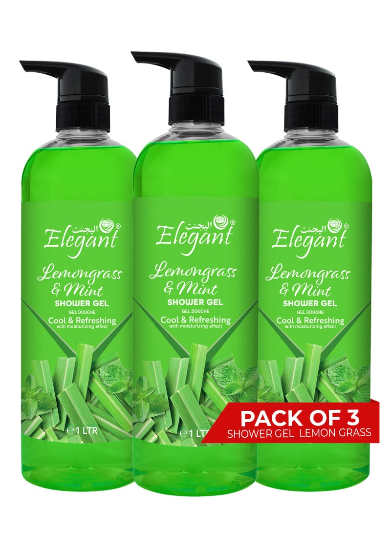 Elegant 3-Pieces Lemongrass & Mint Shower Gel 1 Liter - Image 1