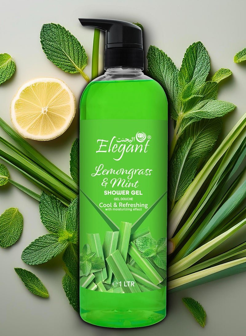 Elegant 3-Pieces Lemongrass & Mint Shower Gel 1 Liter - Image 2