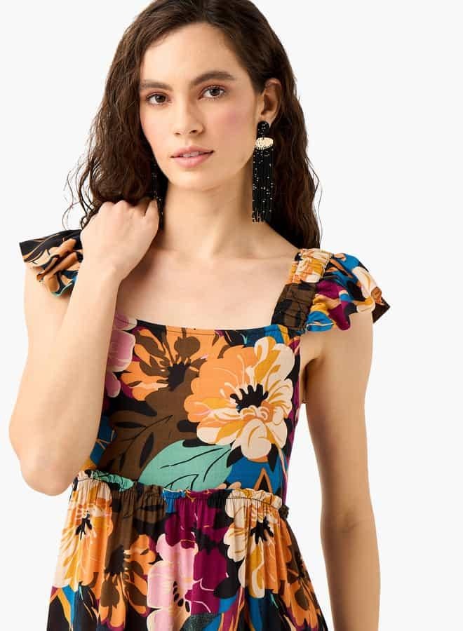 سبلاش فيڤ فستان بكشكشة بنقشة الزهور - Image 4