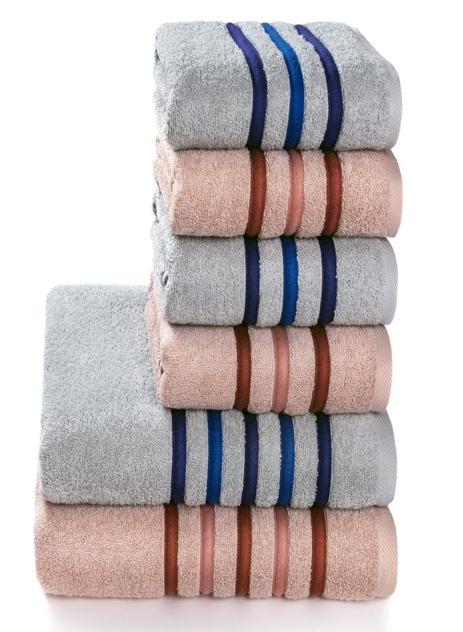 Softerry Finesse Bath Towel Set - 100% Soft Cotton - Extra Absorbent Plush and Fluffy - Luxury Hotel & Spa Quality - Fade Resistant - Eco-Friendly (Gray & Rose, Set of 6) - Image 1