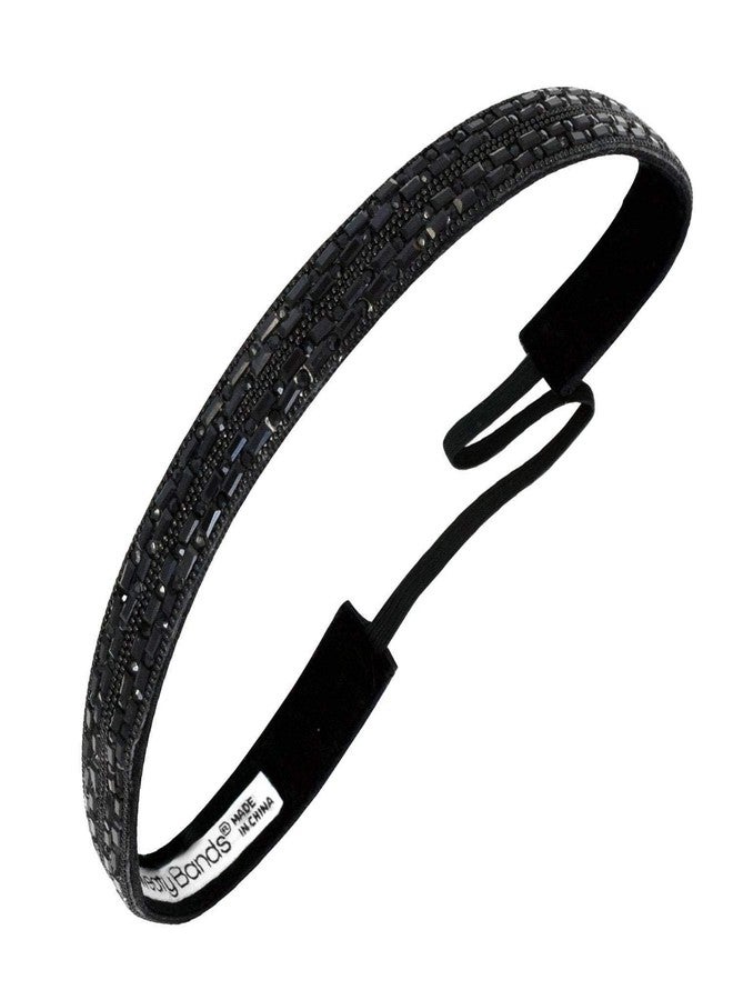 Sweaty Bands Womens Girls Headband - Non-Slip, Velvet-Lined Jeweled Hairband - Bling It Always in Style Black 5/8-Inch - Image 1