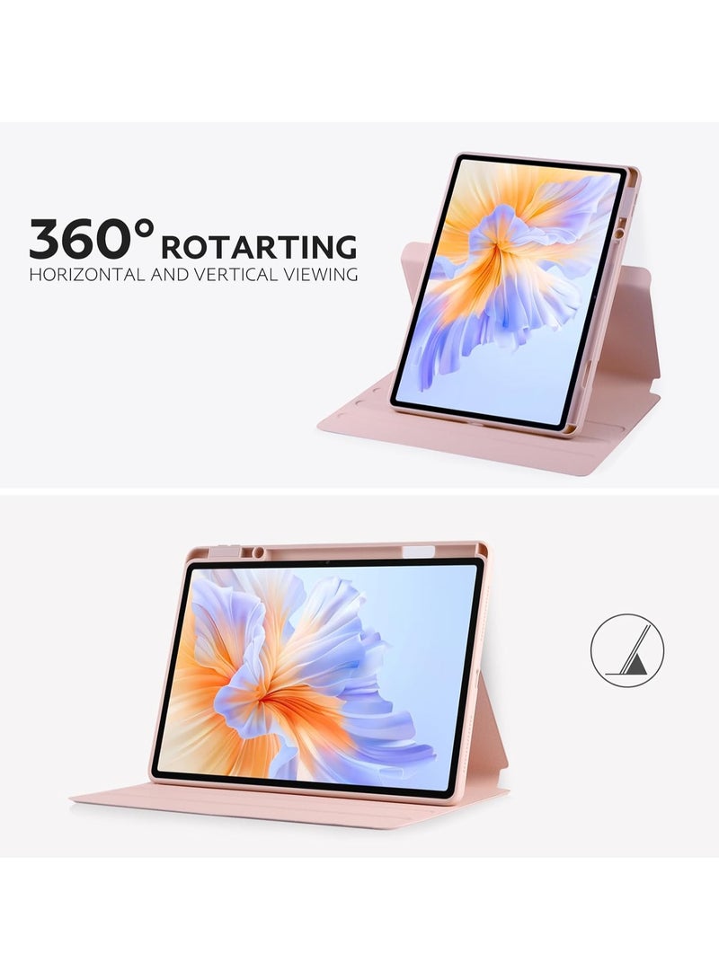 VKL Case Compatible with Honor Pad V9 11.5 inch 2025 Tablet Protector Rotating 360 Solid Color Leather Protective Case Holster with Pen Holder (Pink) - Image 3