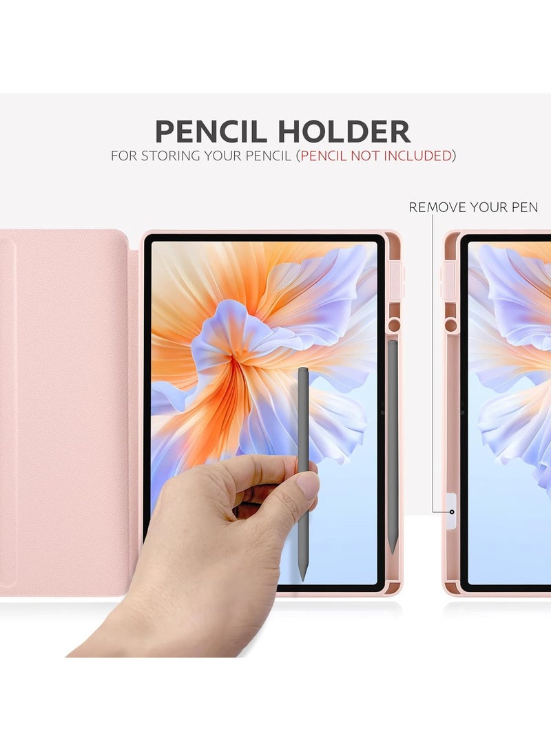 VKL Case Compatible with Honor Pad V9 11.5 inch 2025 Tablet Protector Rotating 360 Solid Color Leather Protective Case Holster with Pen Holder (Pink) - Image 5