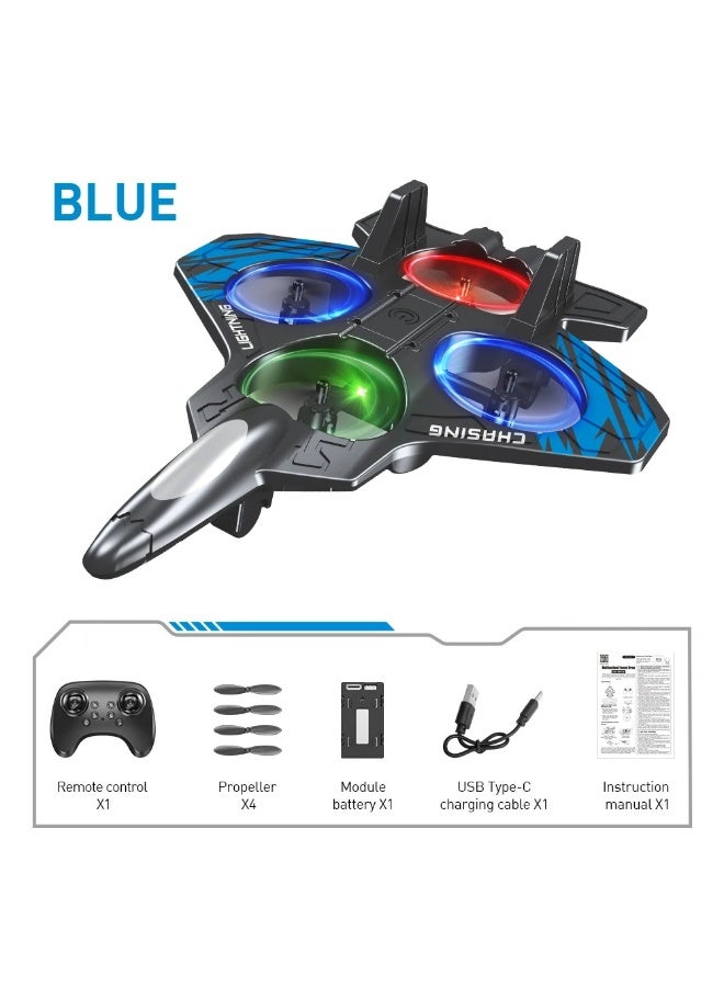Remote Controlled Airplane RC 0712 2.4GHz Quadcopter Fighter Toy Plane with LED Lights, USB Charging – RTF for Kids, Adults & Beginners - Image 1