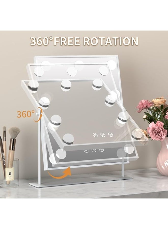 DUNISO Hollywood Makeup Mirror With Light, 9 Led Bulbs, Smart Touch, Three-Color Dimmable, 360° Rotation, White - Image 5