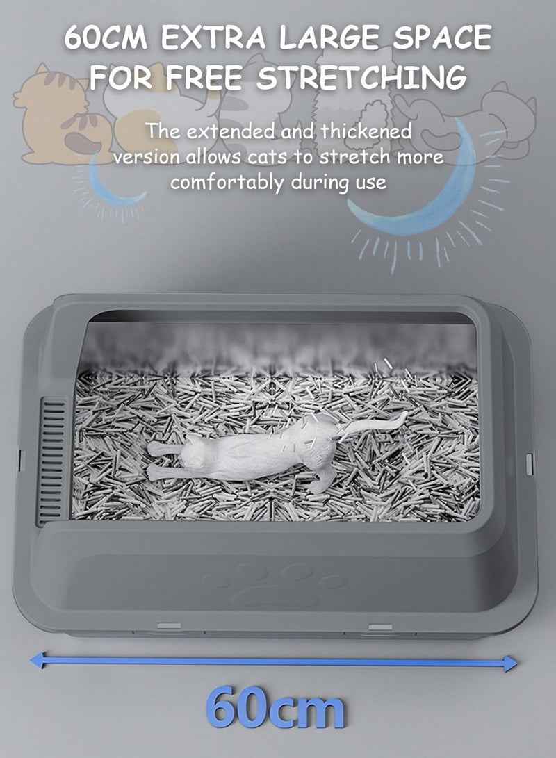 Sharpdo Large Stainless Steel Cat Litter Box with Litter Scoop (Dark Grey) - Image 5