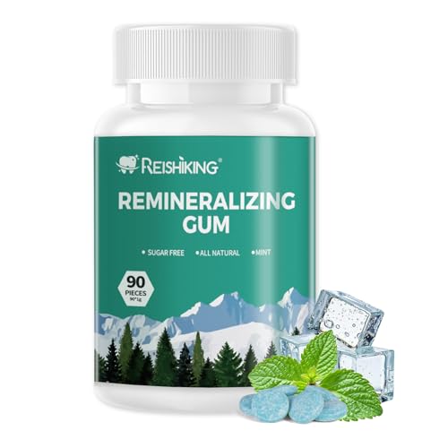REISHIKING Remineralizing Gum Containing Nano Hydroxyapatite 90 Pieces Teeth Remineralization SugarFree Chewing Gum with Xylitol Mint Flavor Two pieces after meals to freshen breath and clean teeth 1pcs - Image 1