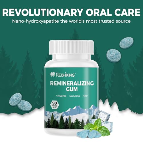 REISHIKING Remineralizing Gum Containing Nano Hydroxyapatite 90 Pieces Teeth Remineralization SugarFree Chewing Gum with Xylitol Mint Flavor Two pieces after meals to freshen breath and clean teeth 1pcs - Image 5