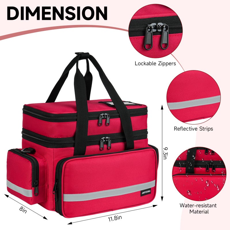 Jaffzora Large Pill Bottle Organizer, Double Layers Medicine Storage Bag with Lockable Zippers and Shoulder Strap,Medication Travel Bag for Prescription Bottles, Vitamins & Medical Supplies, Red (Bag Only) - Image 5