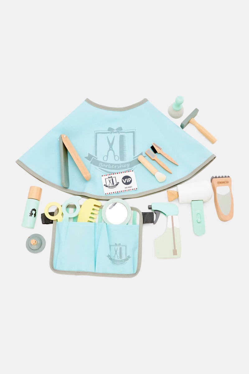 Preschool Fun 25 Pcs Deluxe Barber Set, Blue - Image 1