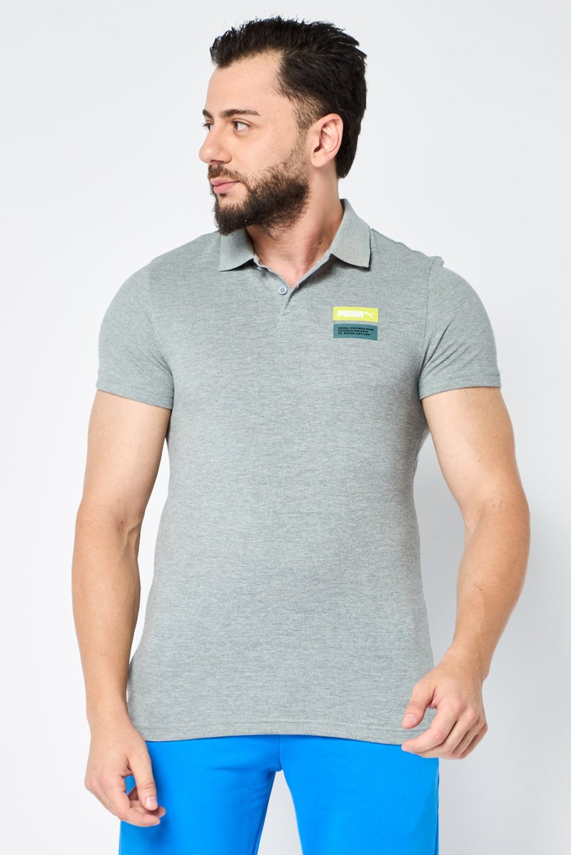 PUMA Men Slim Fit Short Sleeve Outdoor  Polo Shirt, Grey Heather - Image 1